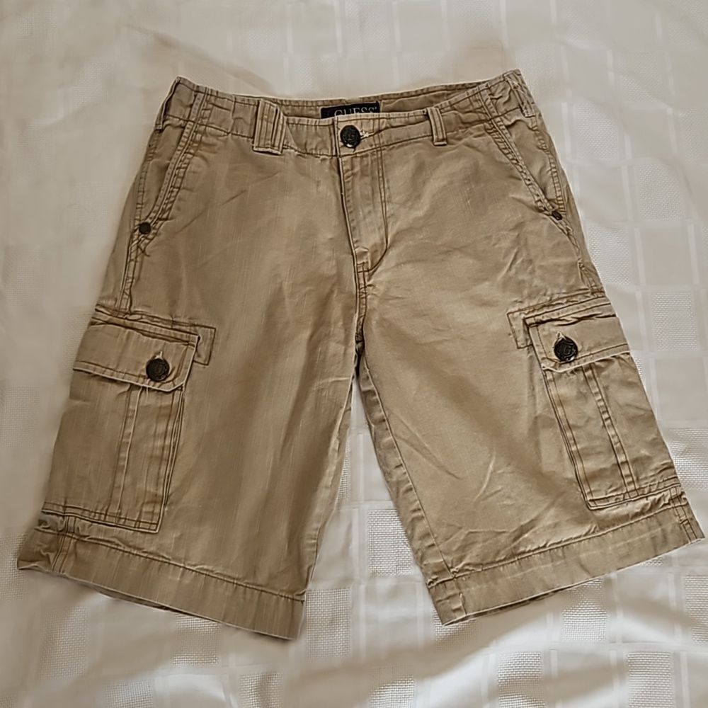 Guess Men's Cargo Khaki Cotton Shorts Size 31